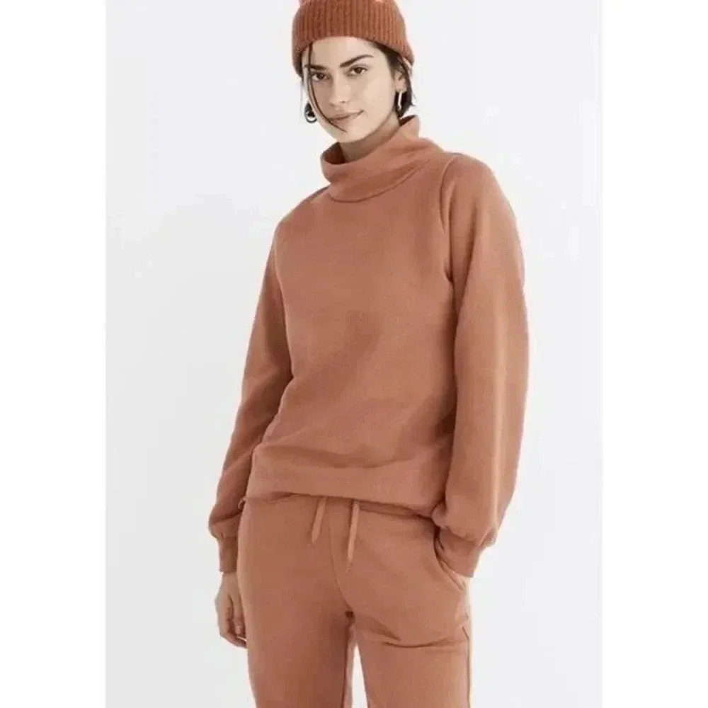 Madewell MWL Betterterry Orange Relaxed Turtleneck Sweatshirt M